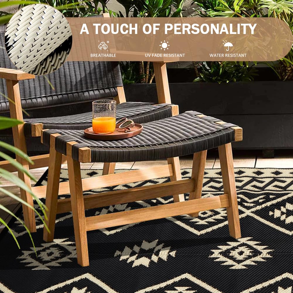 LILIOFFIC Outdoor Rug 5x8 ft on a patio with furniture