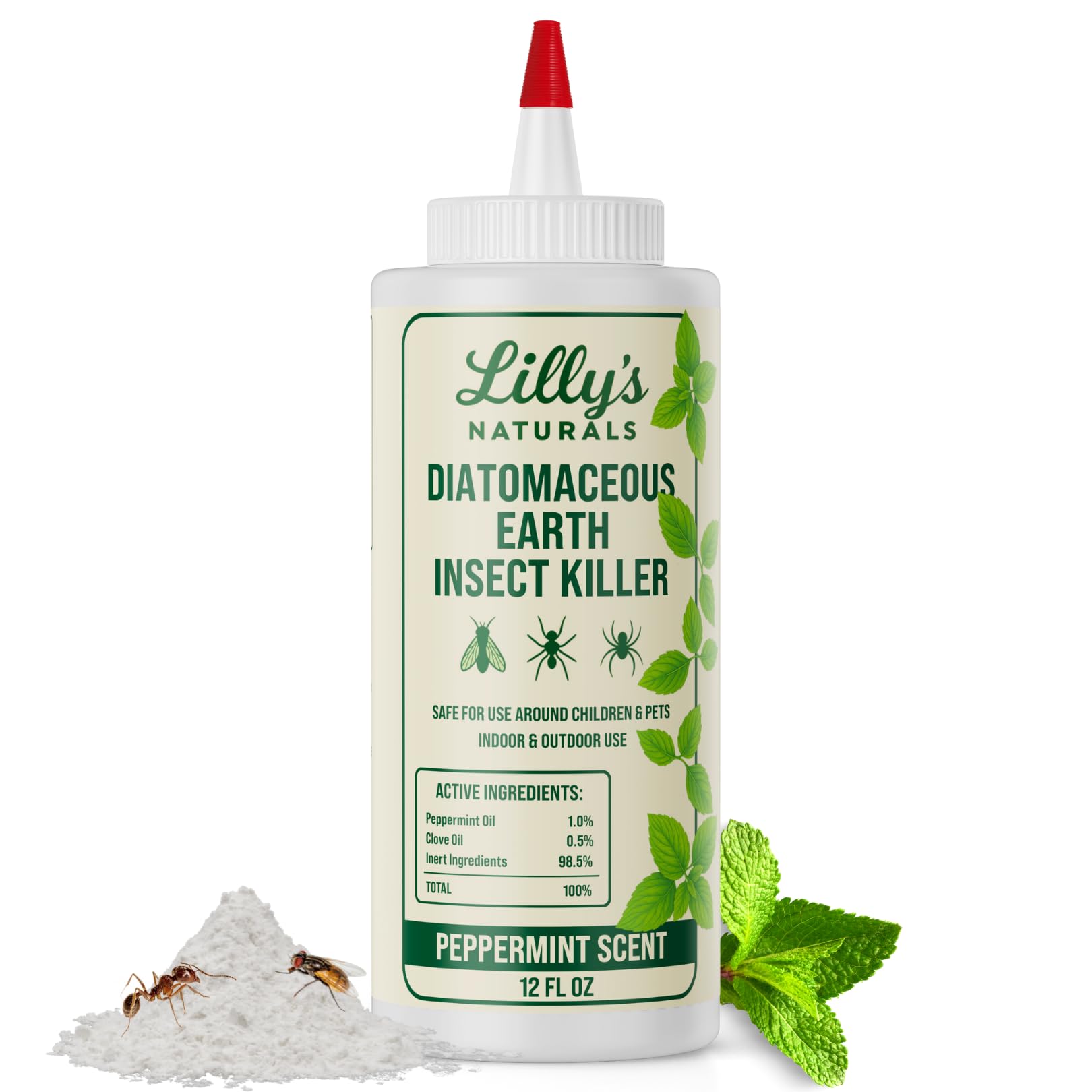 Lilly's Naturals Diatomaceous Earth Food Grade Powder 12 fl oz front view