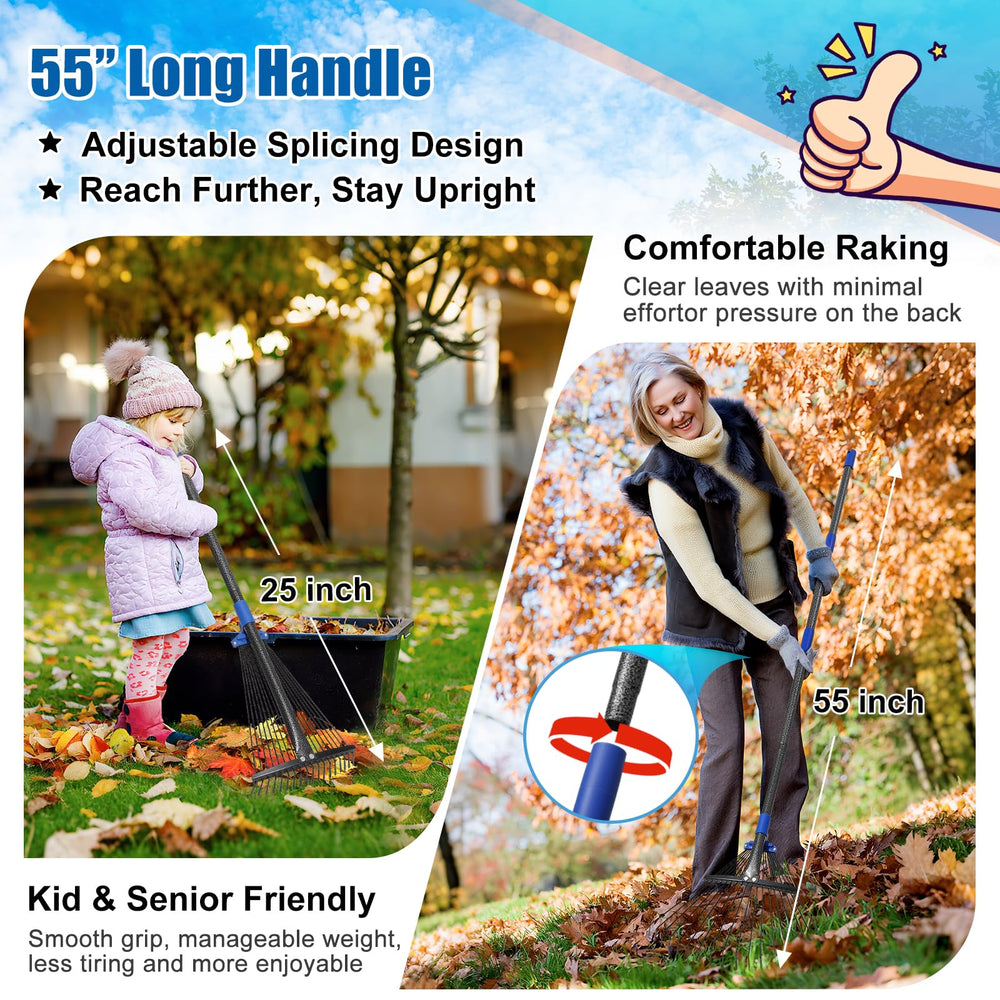 Lilyvane Adjustable Metal Leaf Rake in a garden setting