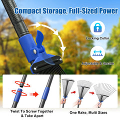Lilyvane Adjustable Metal Leaf Rake showing 18 metal tines