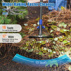 Lilyvane Adjustable Metal Leaf Rake with extended handle