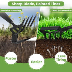 Lilyvane Garden Hoe showing the sharp 4-tine cultivator side