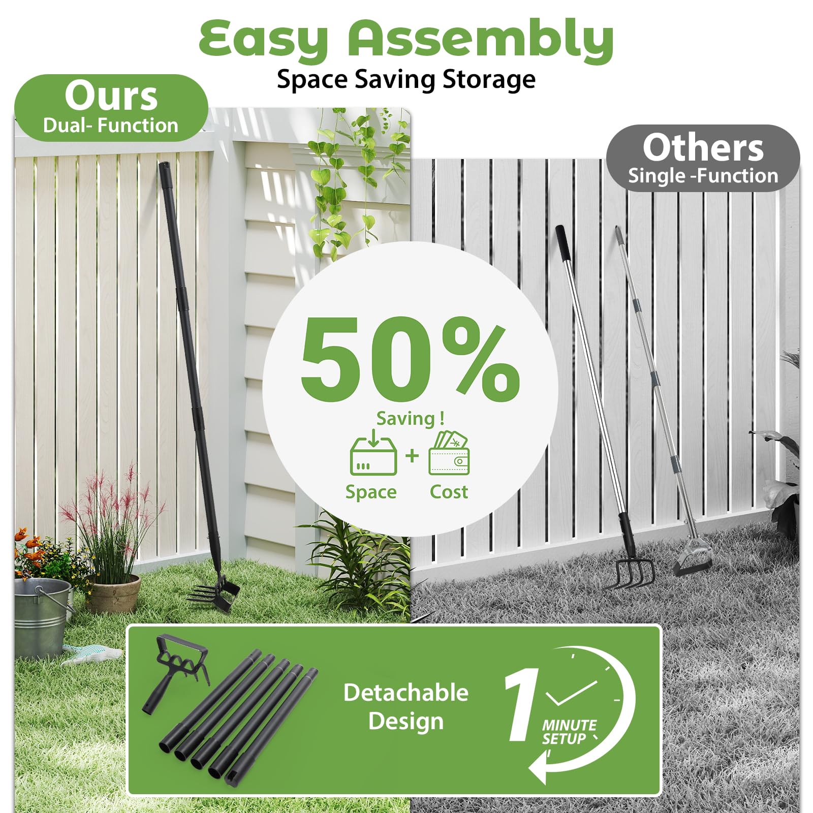 Lilyvane Garden Hoe with detachable design for easy storage