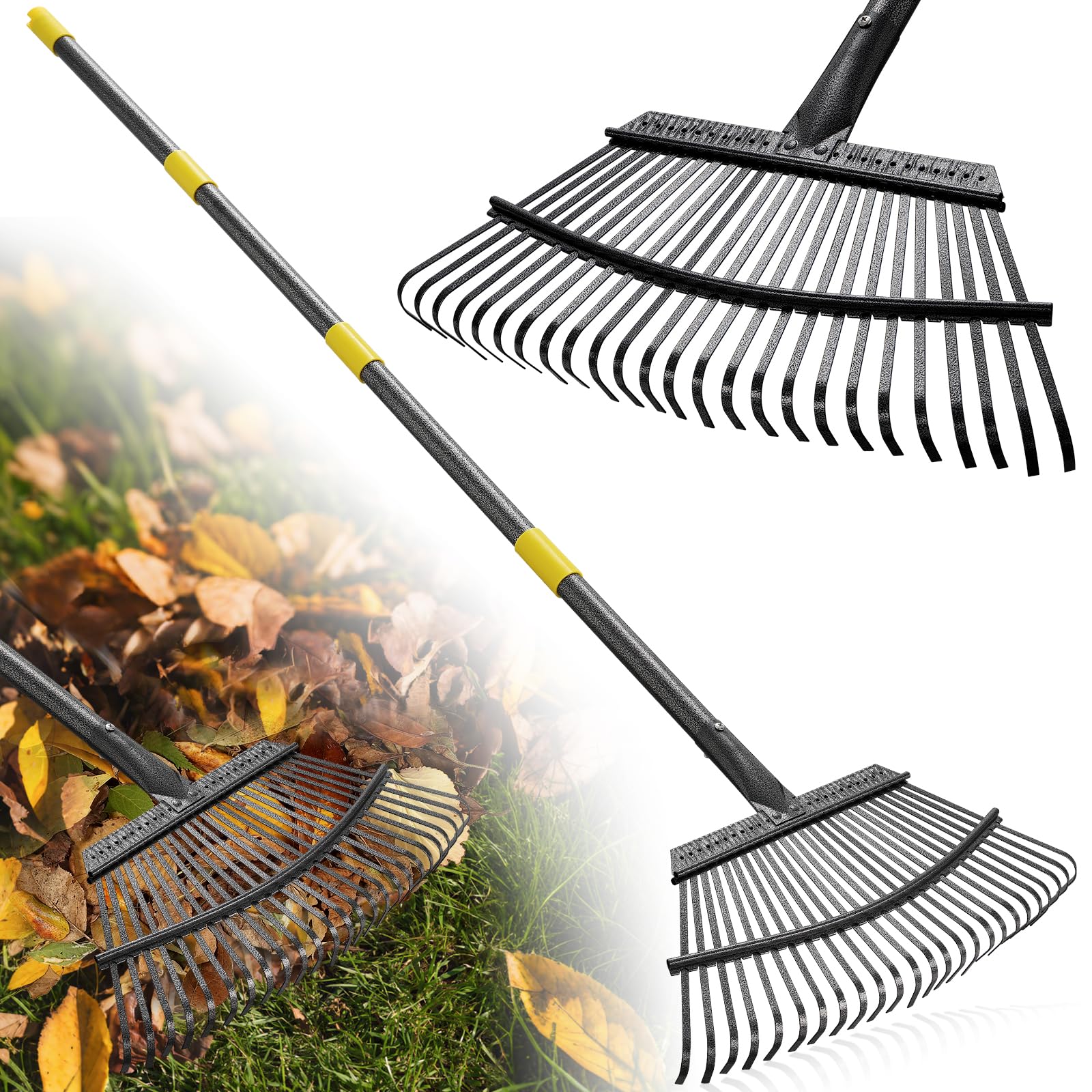 Lilyvane Garden Rake front view with adjustable handle