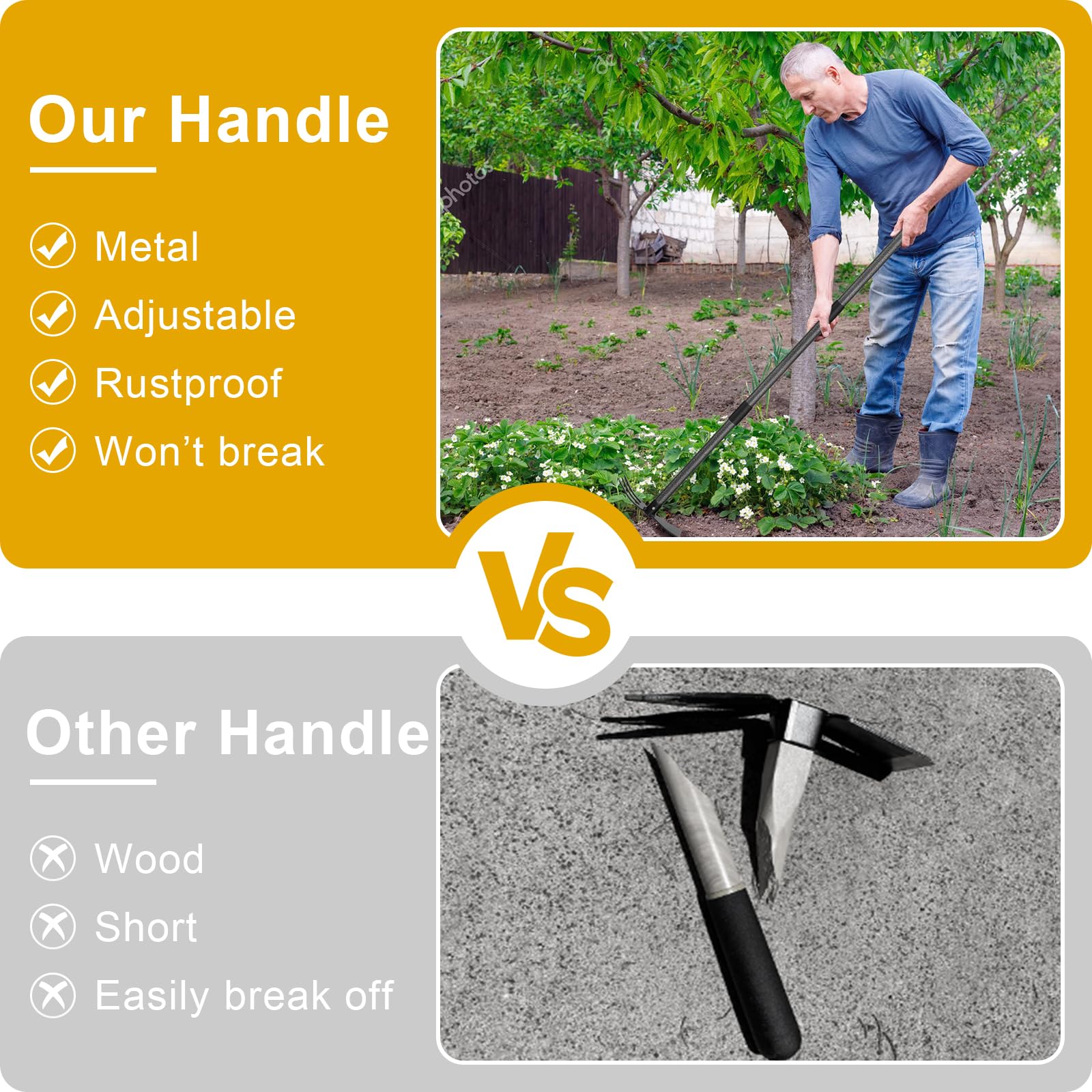 Lilyvane Hoe with flat shovel side for scooping