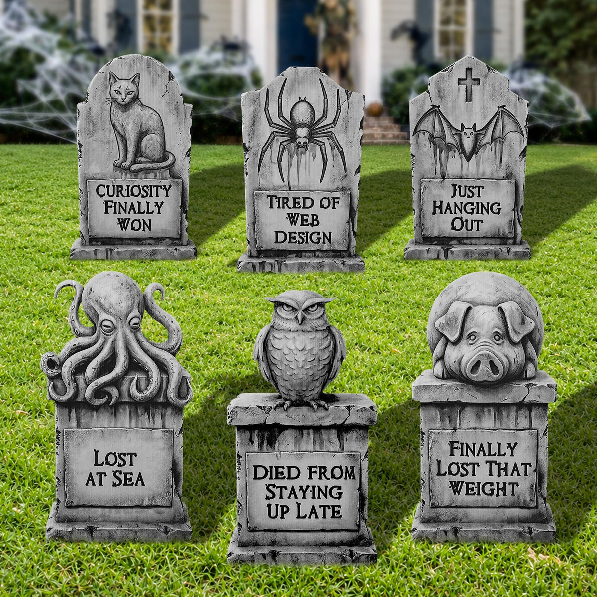 LimBridge Halloween graveyard decoration featuring a cat design
