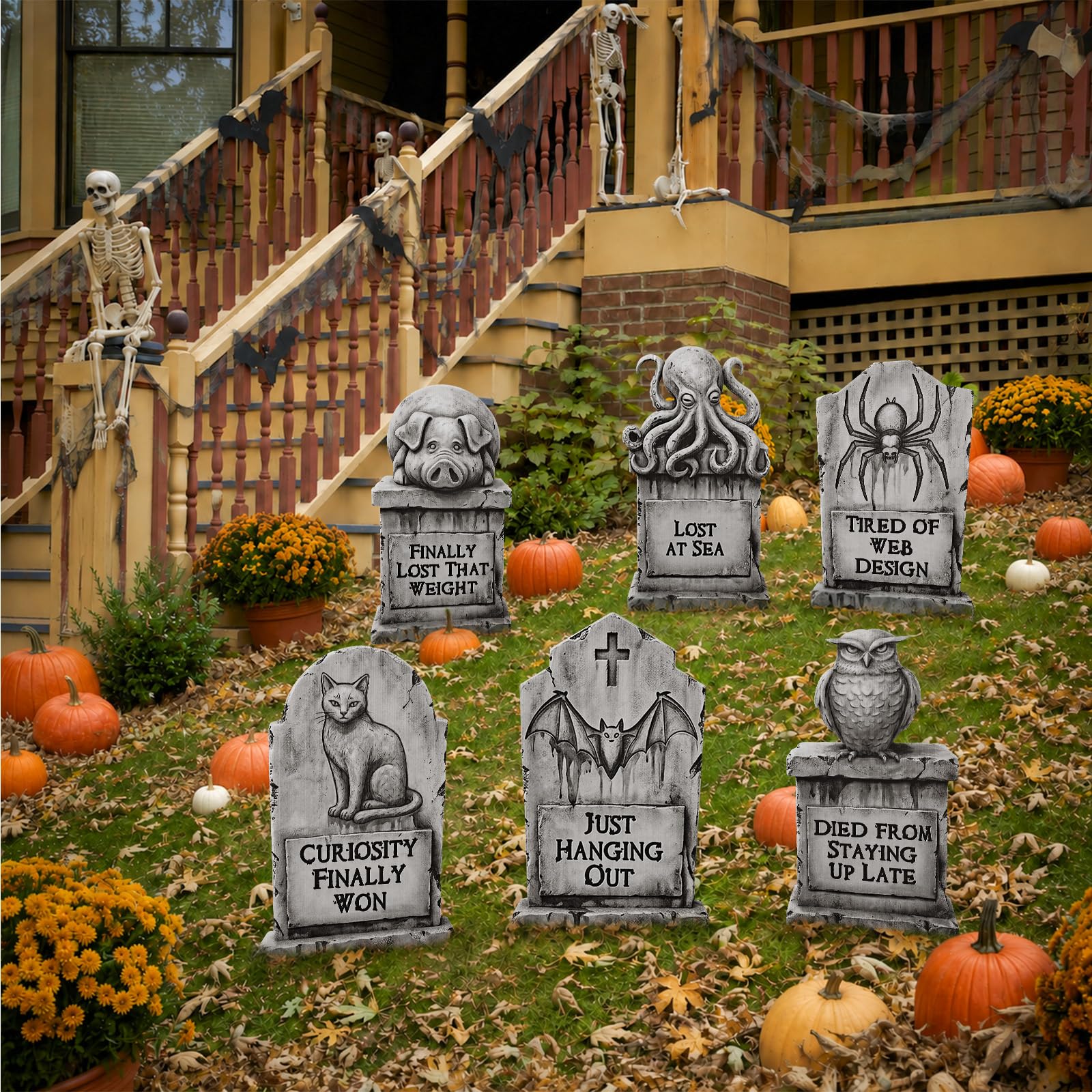 LimBridge Halloween graveyard decoration featuring a pig design