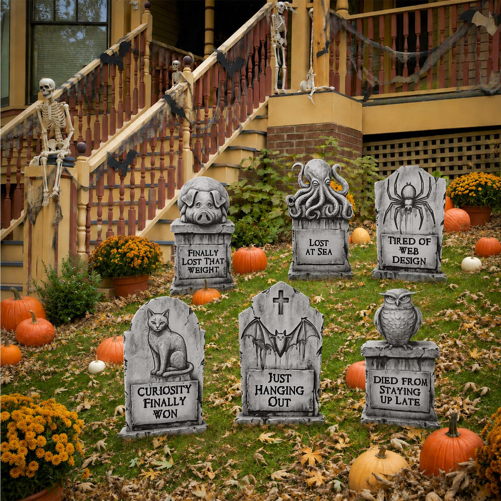 LimBridge Halloween graveyard decoration featuring a pig design