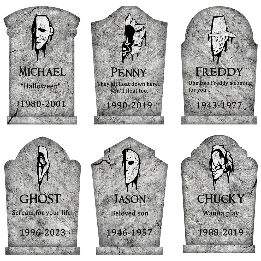 LimBridge Halloween tombstone with scary killer face design front view