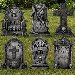 LimBridge Halloween tombstones set with 6 large gravestones