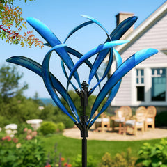 LimeHill Wind Spinner large blue magnolia front view