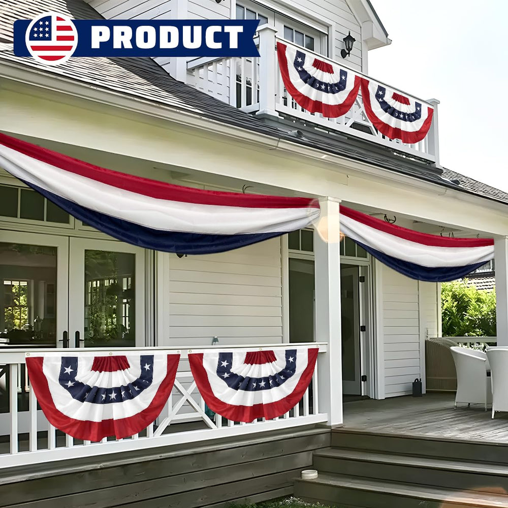 LinaGarten 3x30Ft Patriotic Bunting Banner in a garden setting