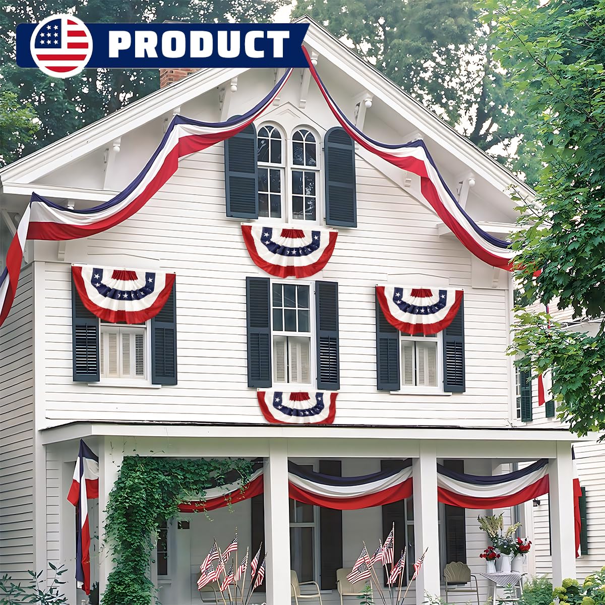 LinaGarten 3x30Ft Patriotic Bunting Banner rolled up