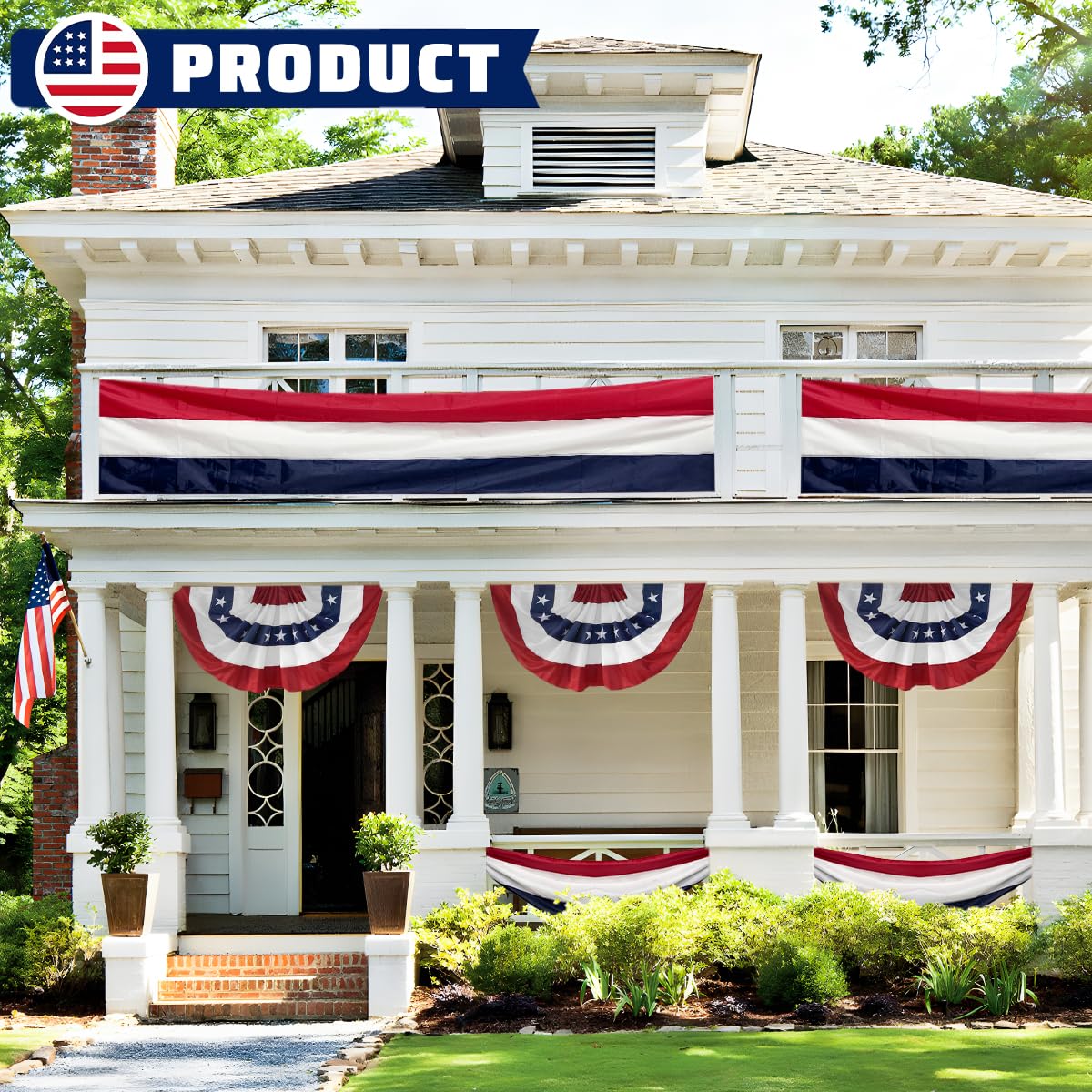 LinaGarten 3x30Ft Patriotic Bunting Banner spread out