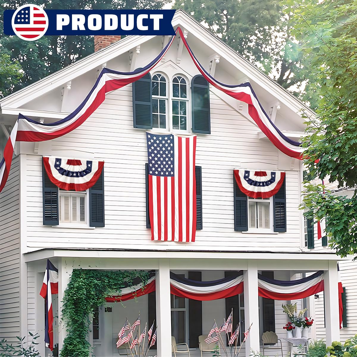 LinaGarten bunting on a fence during Memorial Day