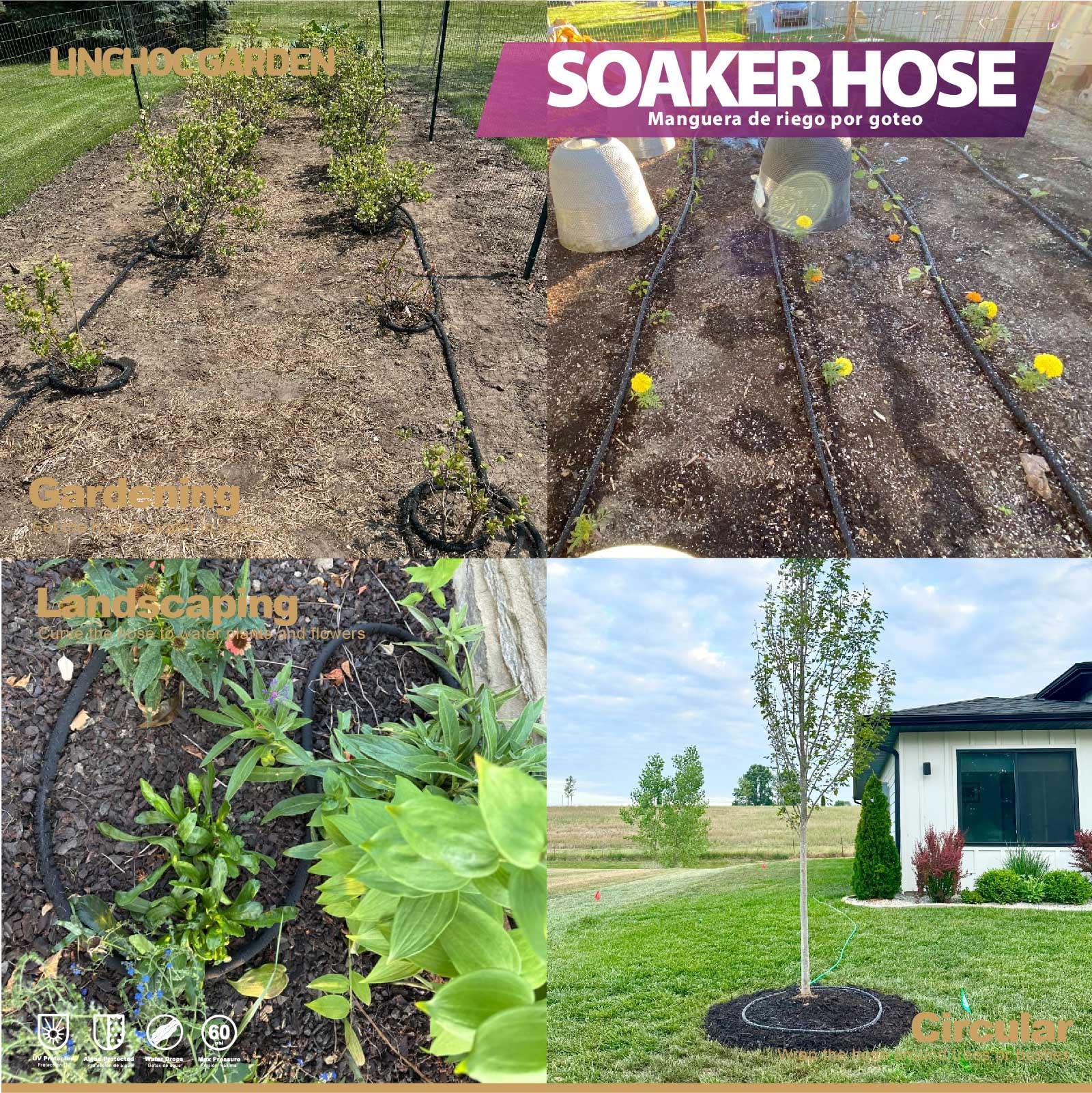 LINCHOC GARDEN Soaker Hose in garden setting