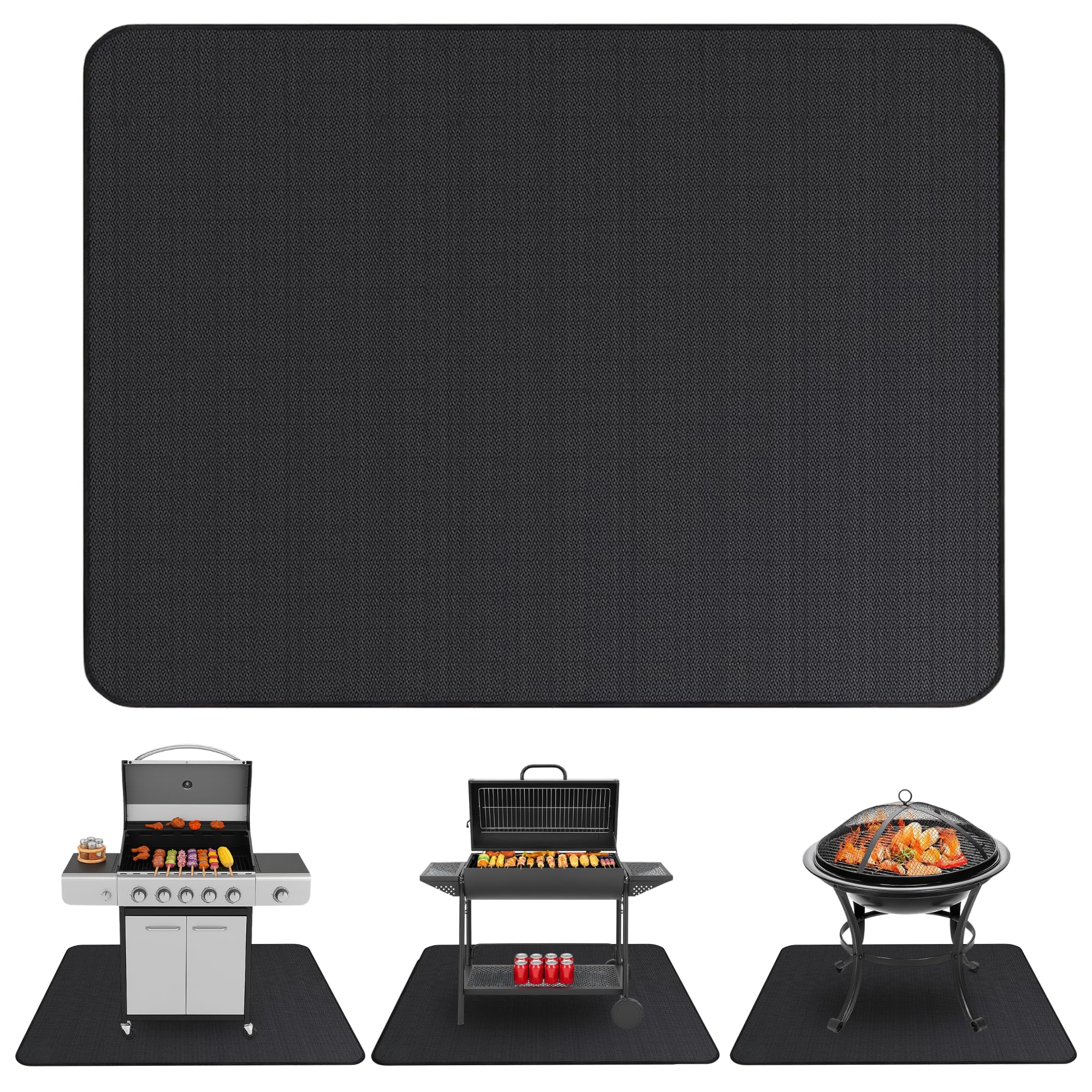 Linda's Essentials Under Grill Mat 60 x 40 inch black front view