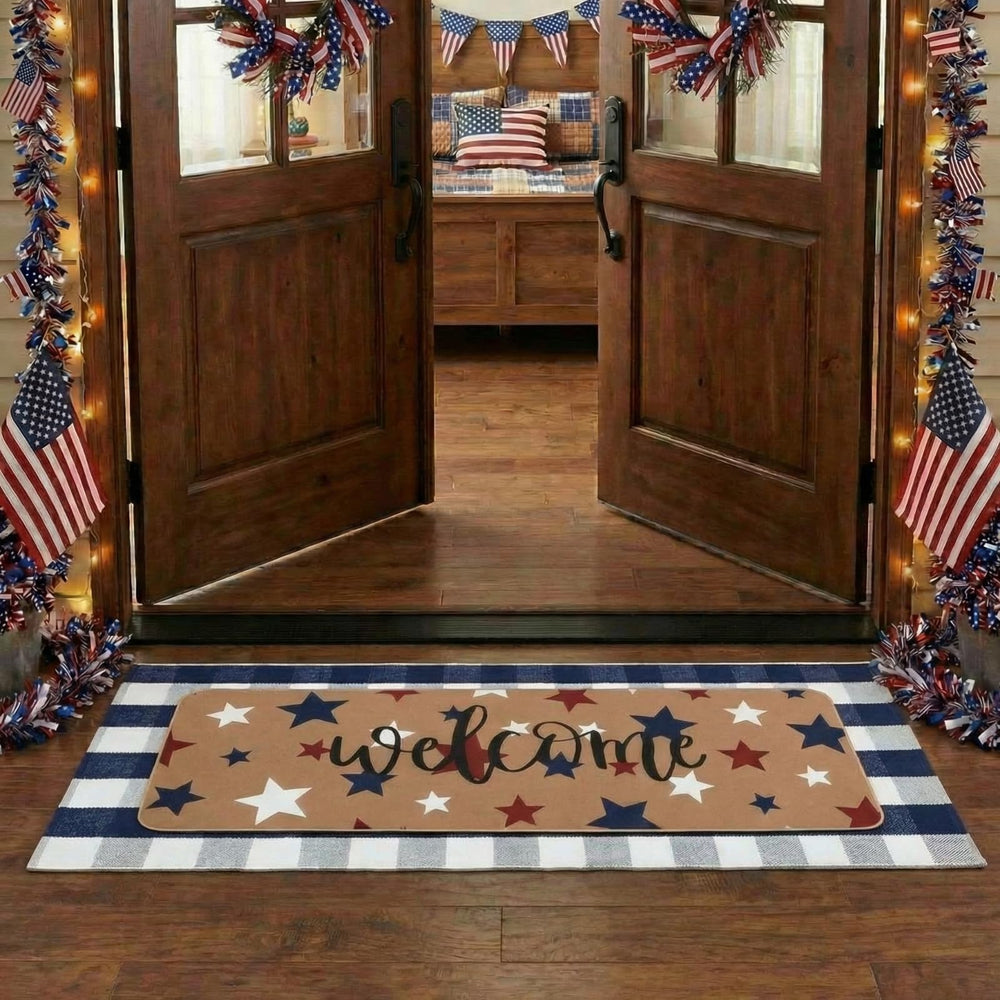 Linen material texture of the larger patriotic door mat