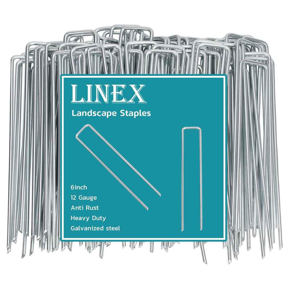 LINEX 6 Inch landscape staples front view in packaging