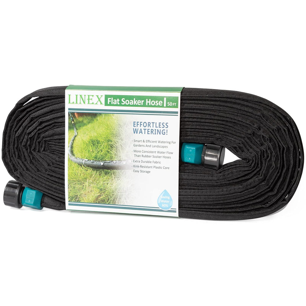 LINEX Flat Soaker Hose 1/2 inch x 50 ft black model front view
