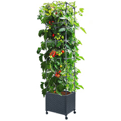 LINEX Raised Garden Bed with Trellis gray model front view