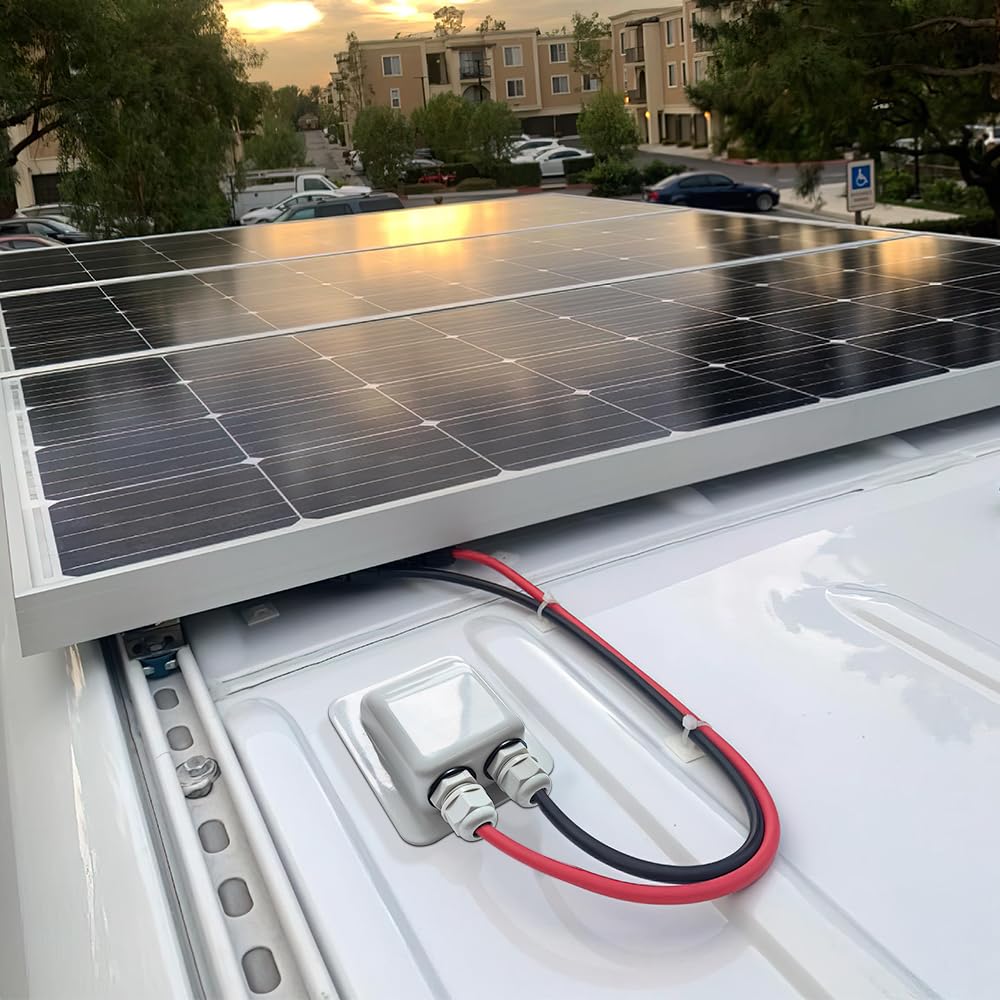 Link Solar Double Cable Entry Gland showing size comparison next to standard cable