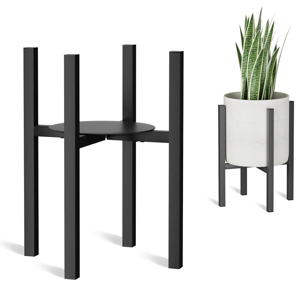 Linpla Adjustable Metal Plant Stand front view with pot