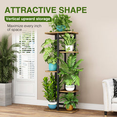 LINZINAR 5 Tier Plant Stand black metal corner shelf side view
