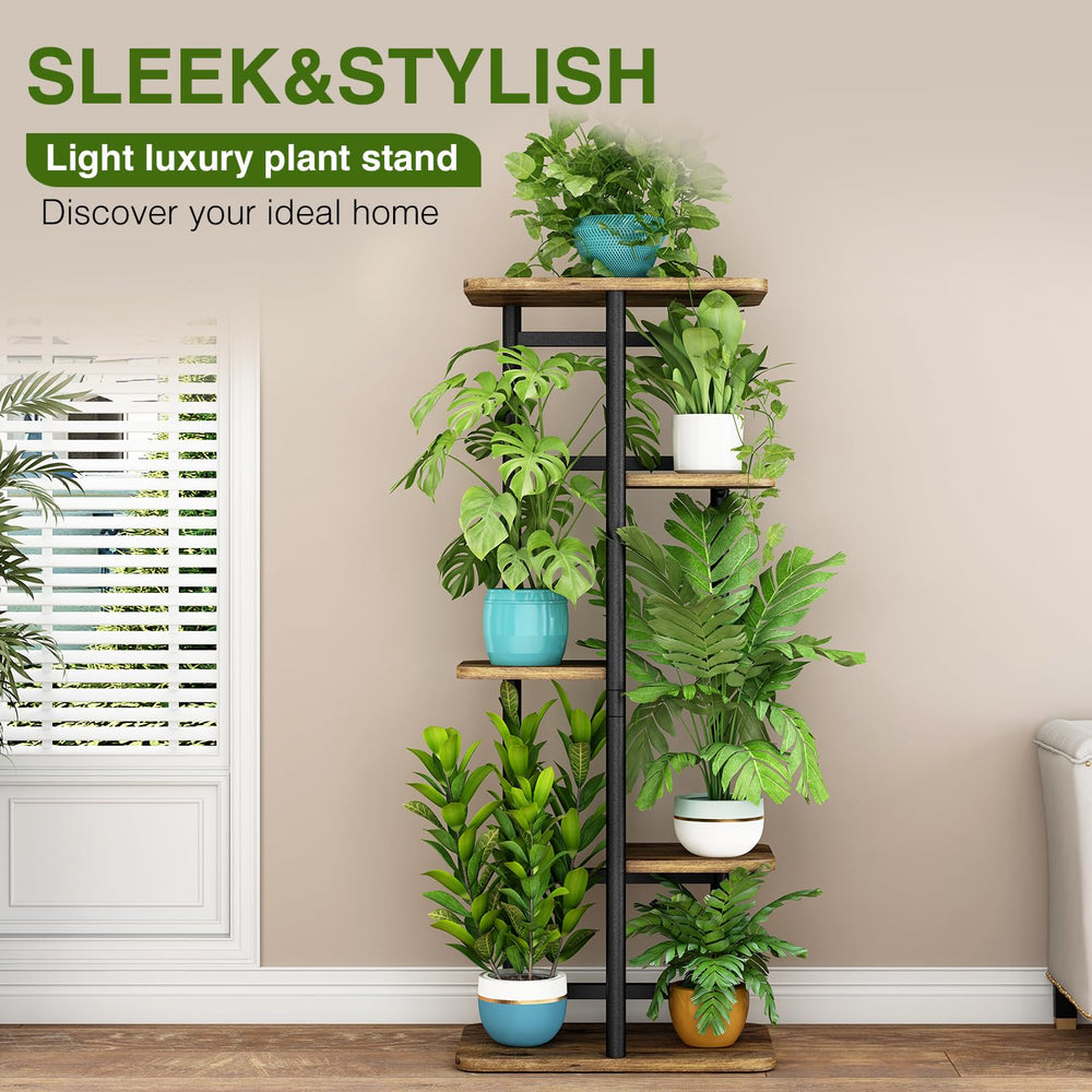 LINZINAR 5 Tier Plant Stand with plants displayed
