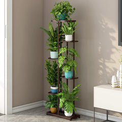 LINZINAR 6 Tier Plant Stand bronze with plants displayed