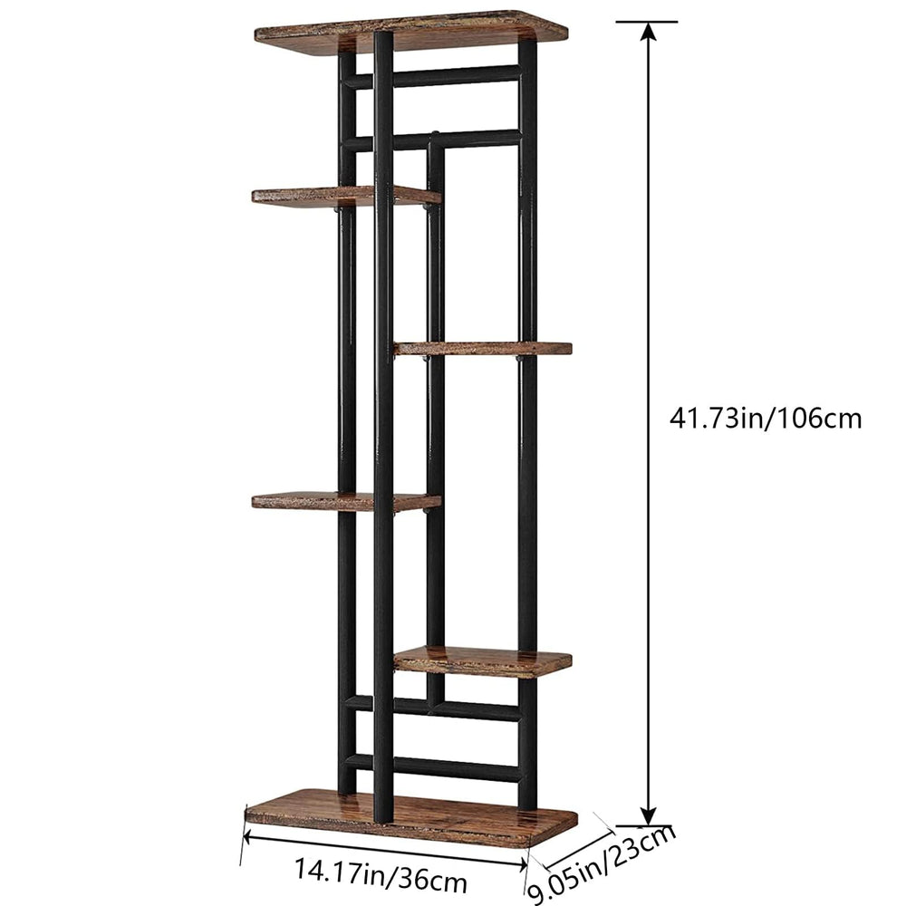 LINZINAR 6 Tier Plant Stand in living room corner