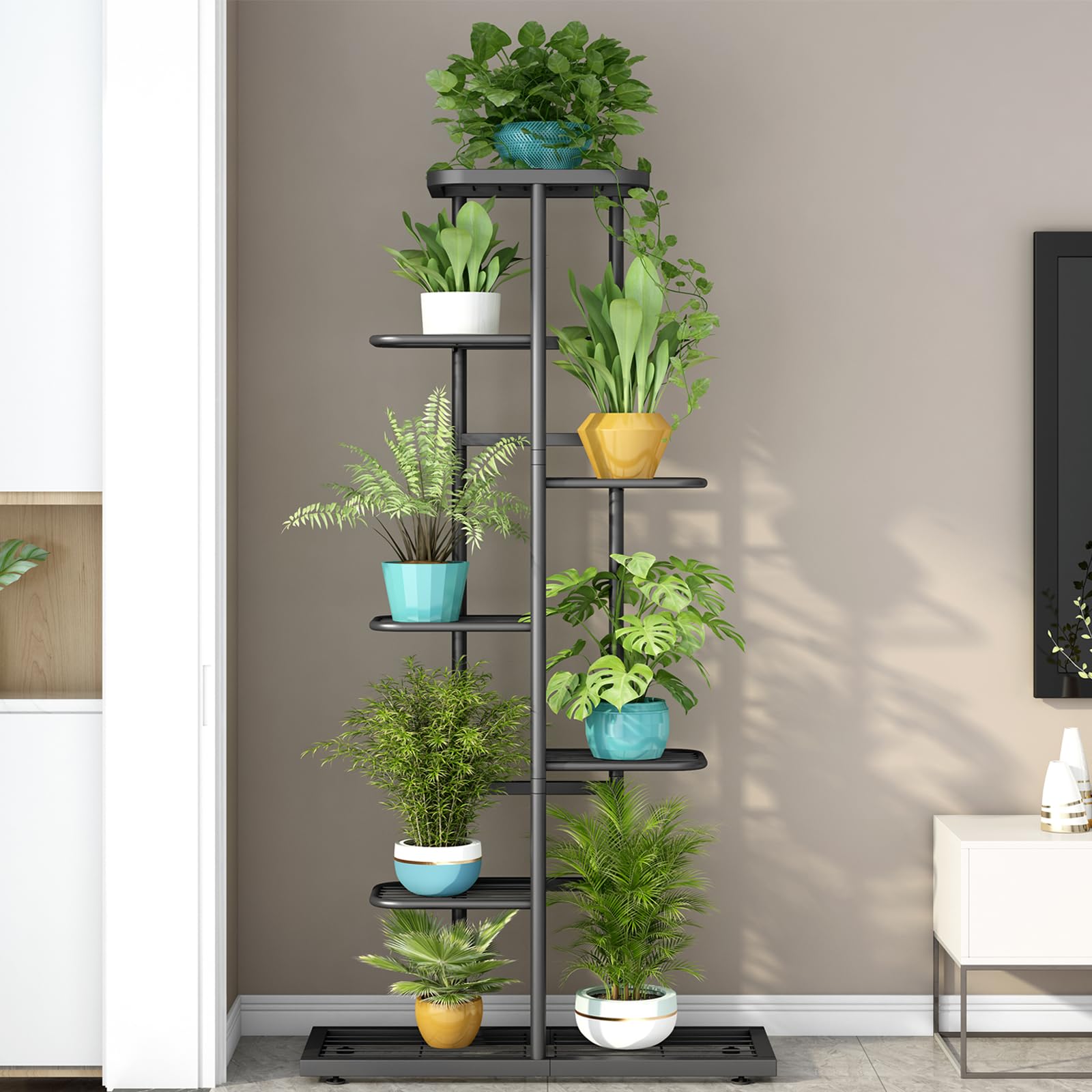 LINZINAR 7 Tier Plant Stand displaying various plants
