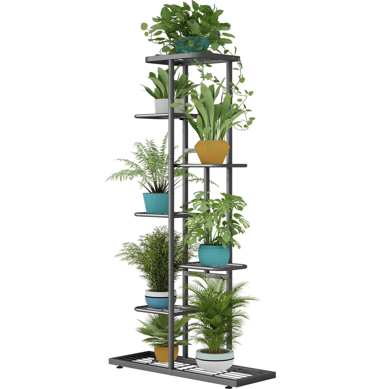 LINZINAR 7 Tier Plant Stand front view in dark grey
