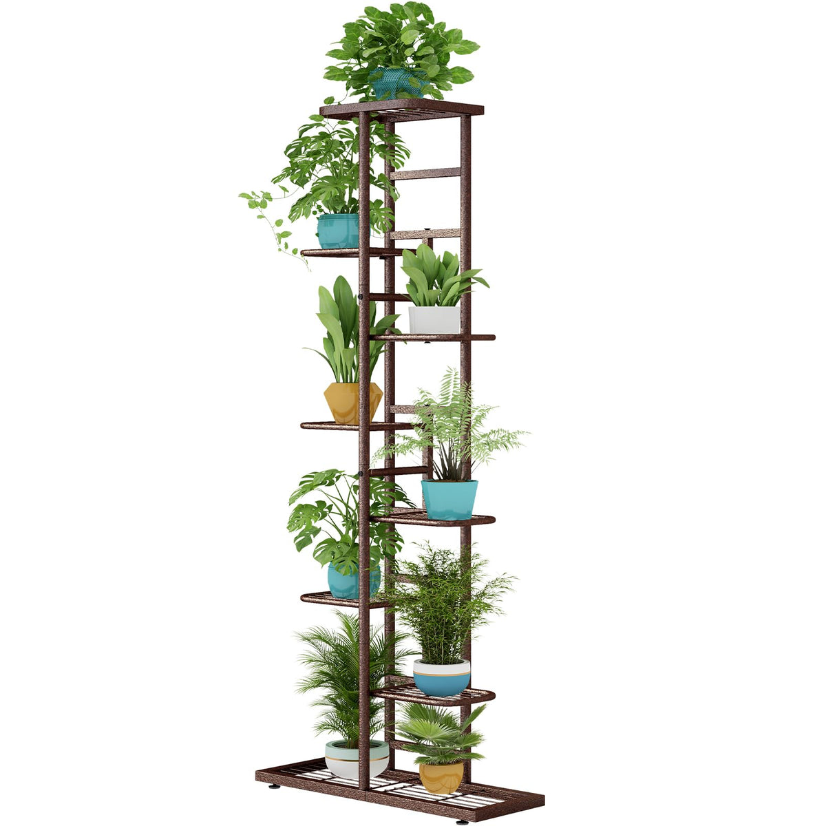 LINZINAR 8 Tier Metal Plant Stand in bronze colour front view