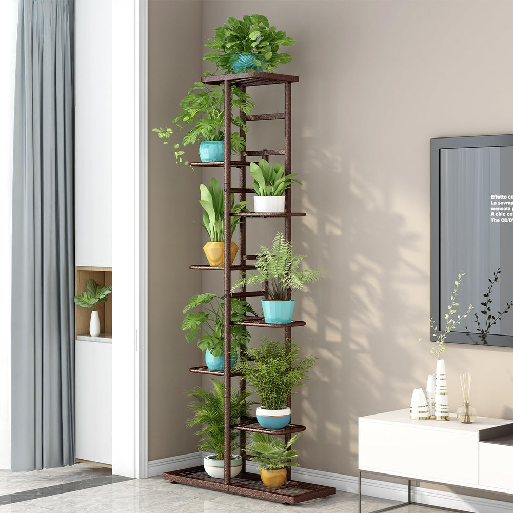 LINZINAR 8 Tier Plant Stand showcasing multiple potted plants