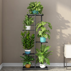 LINZINAR metal plant stand showcasing multiple flower pots