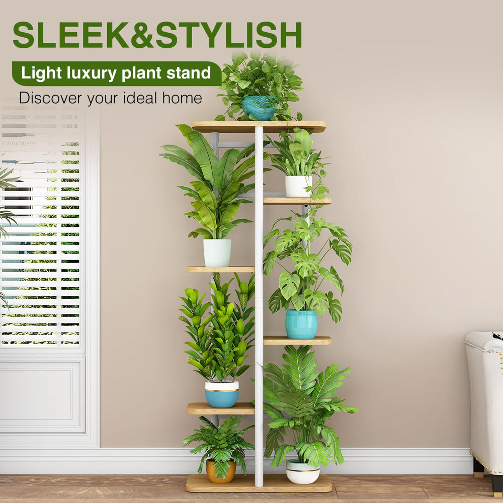 LINZINAR Plant Stand close-up of metal frame and MDF shelves