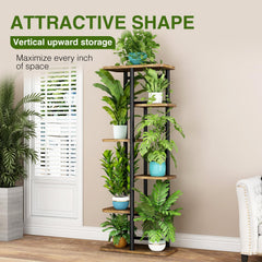 LINZINAR Plant Stand showing 7 potted plants arranged