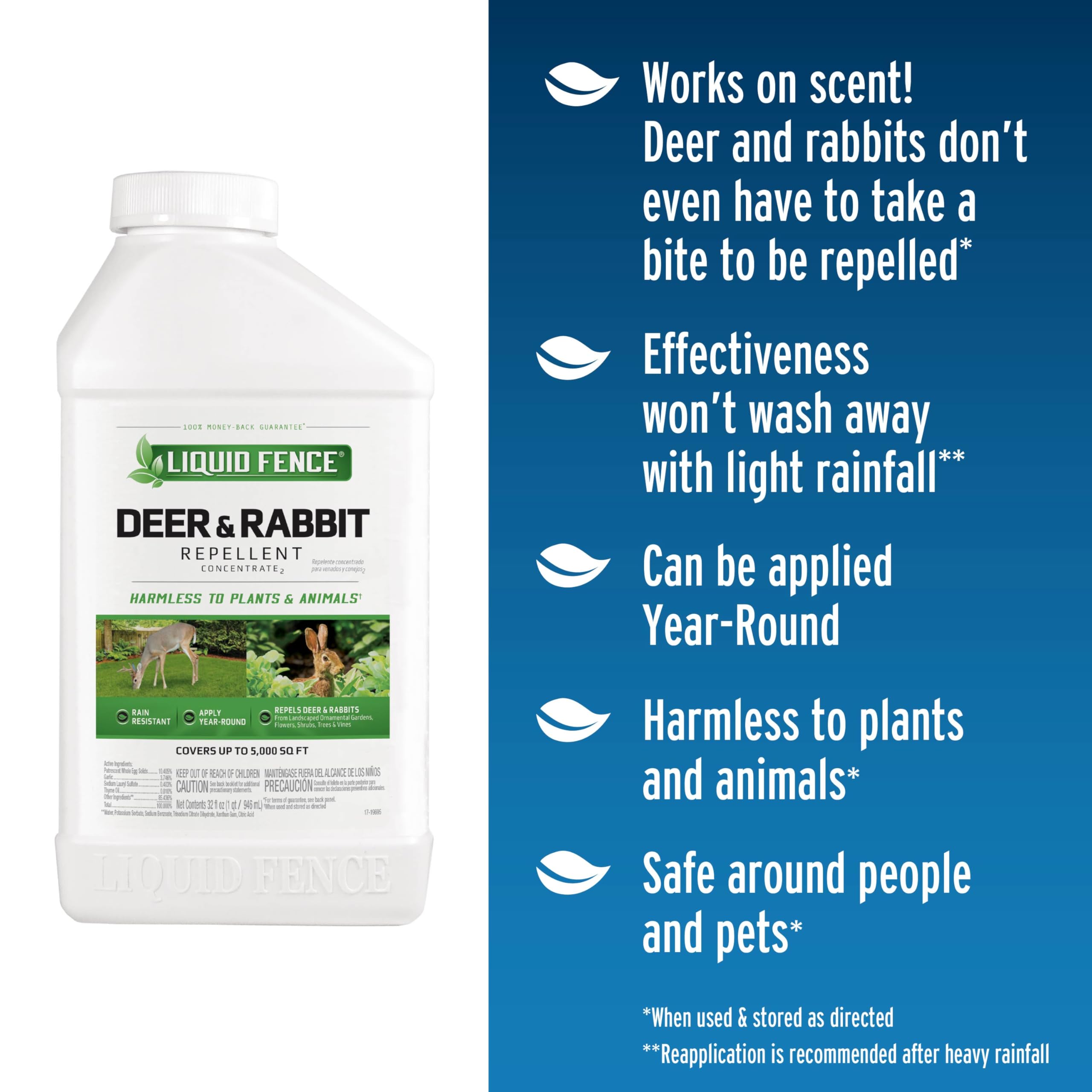 Liquid Fence Deer and Rabbit Repellent Concentrate label close-up