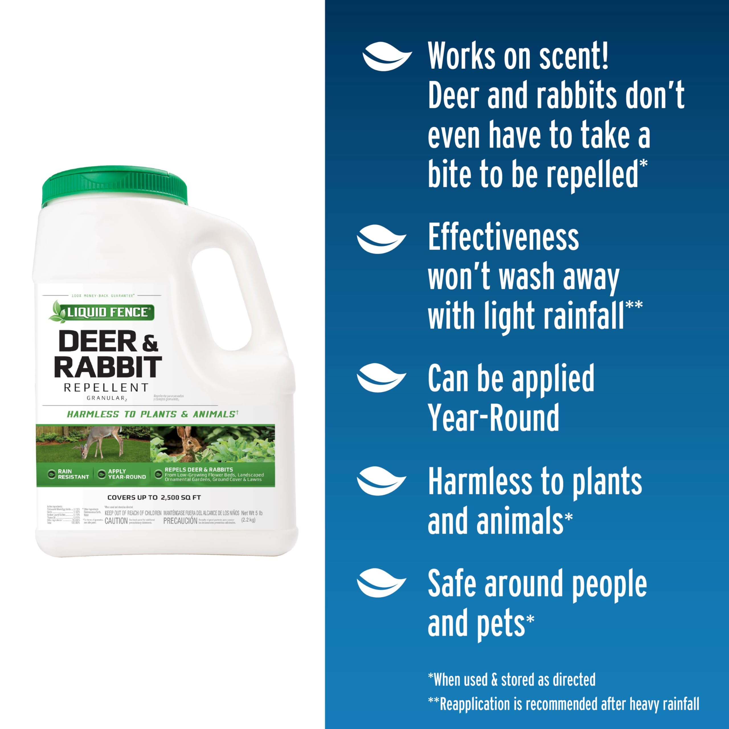 Liquid Fence Deer & Rabbit Repellent Granular 5 lb back view