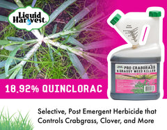 Liquid Harvest crabgrass killer bottle side view
