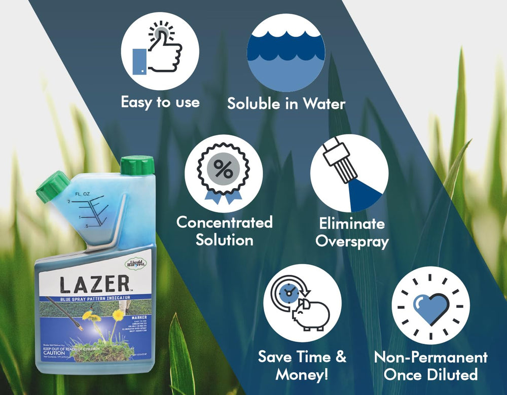 Liquid Harvest Lazer Blue Spray Pattern Indicator packaging