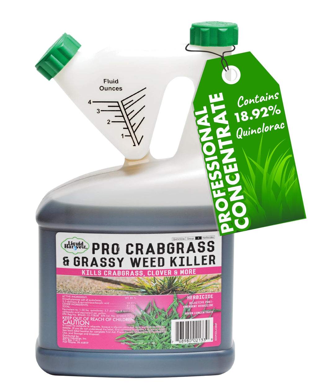 Liquid Harvest Pro Crabgrass & Grassy Weed Killer 64 oz front view