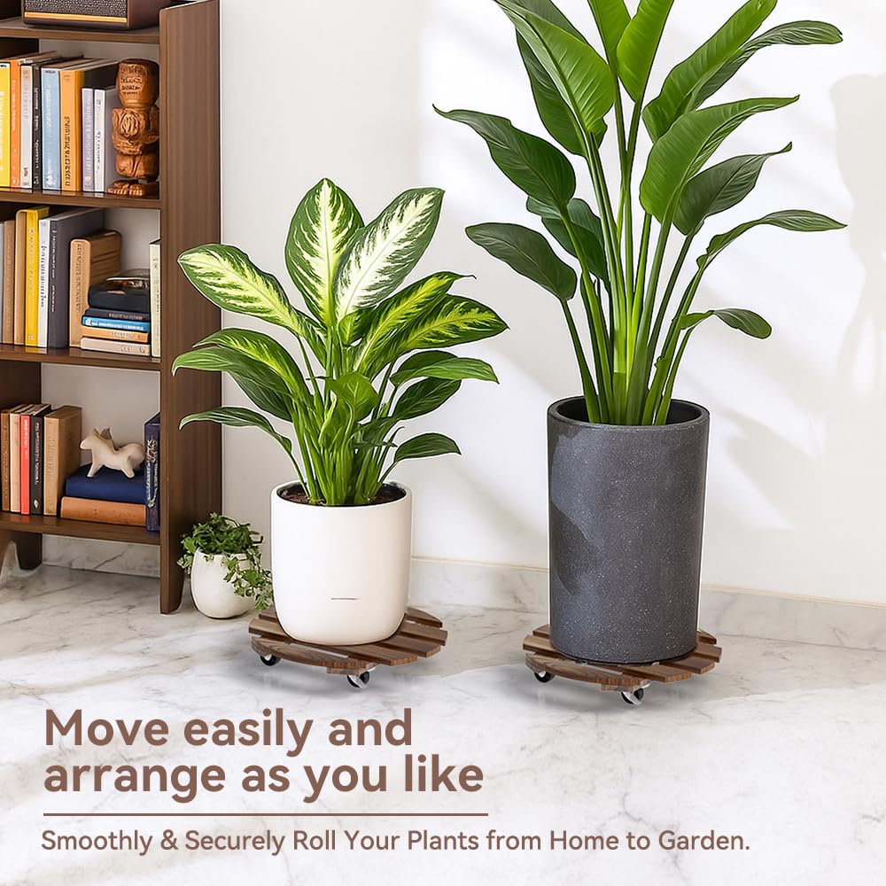 Lissomballon 2 pack wood plant caddies stacked together