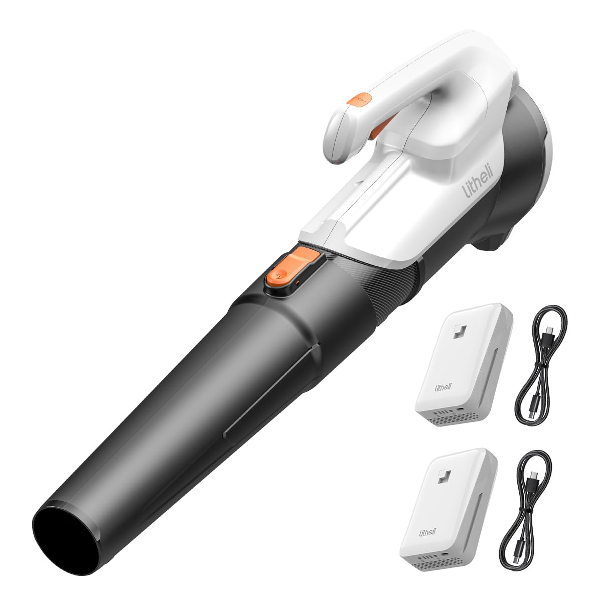 LiTHELi 20V cordless leaf blower front view in white