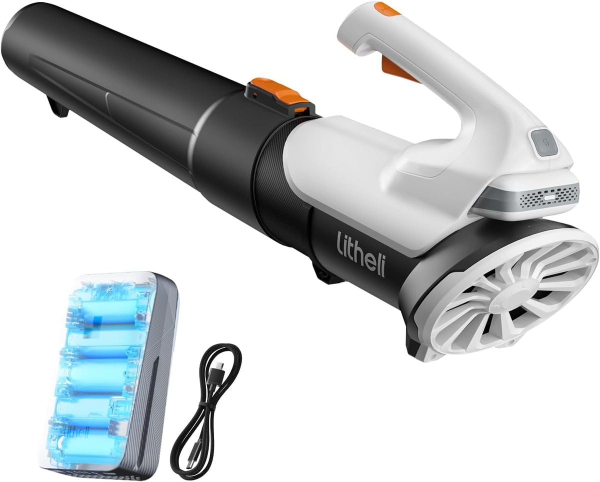 LiTHELi 20V Cordless Leaf Blower front view with battery