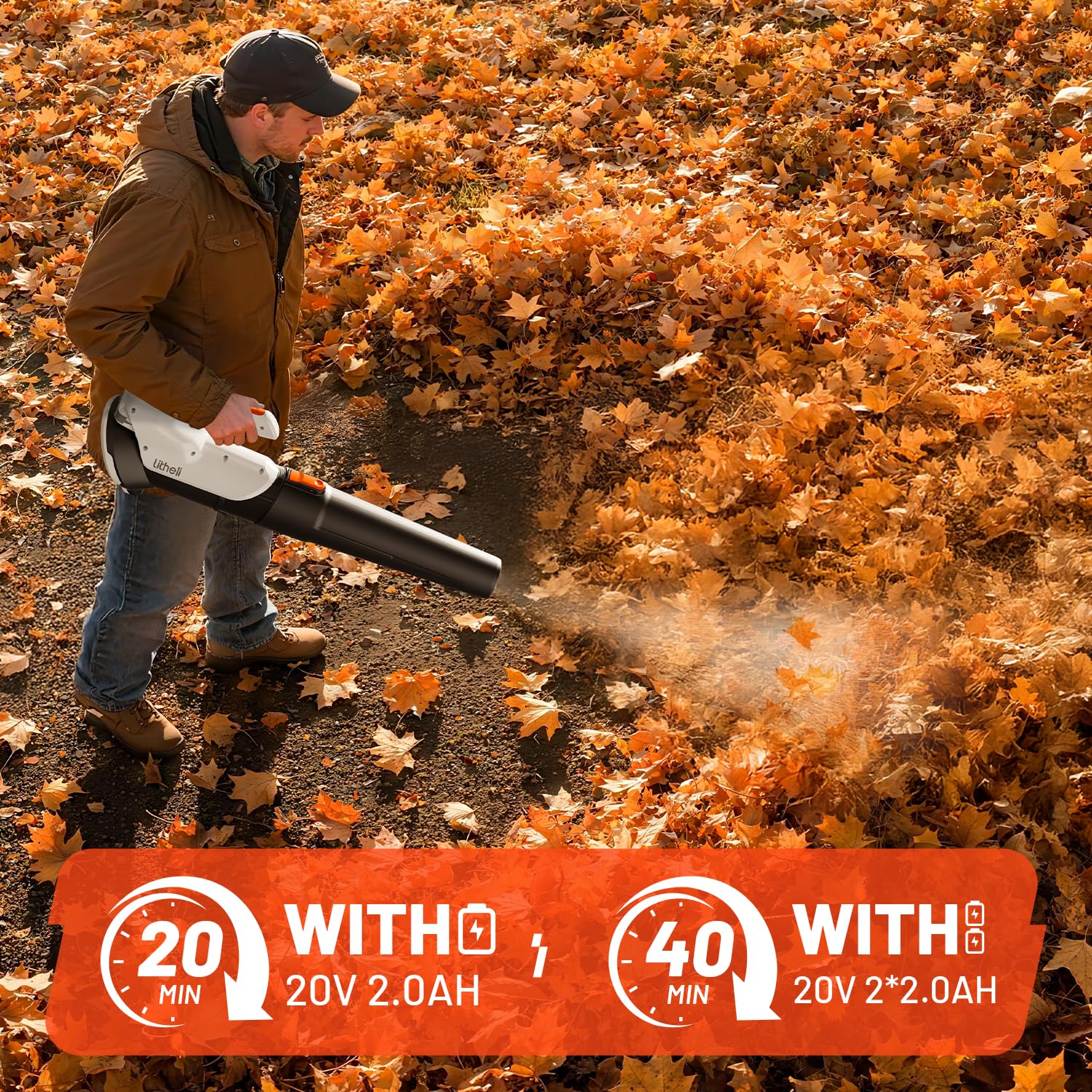 LiTHELi cordless leaf blower side view showing battery compartment