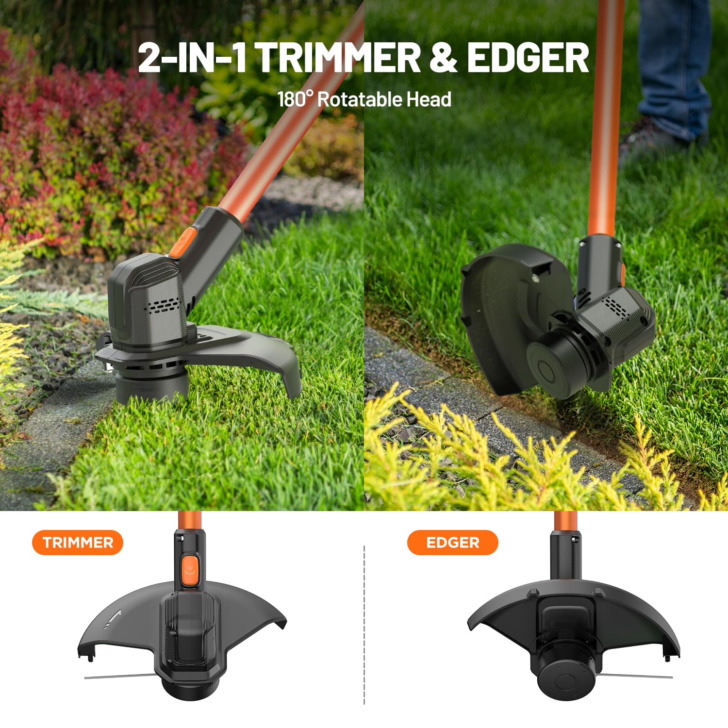 LiTHELi Weed Wacker side view showing the motor and battery