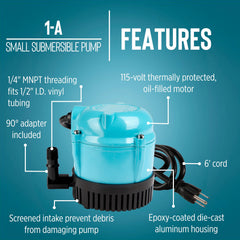 Little Giant 1-A Submersible Pump with 6-ft cord attached