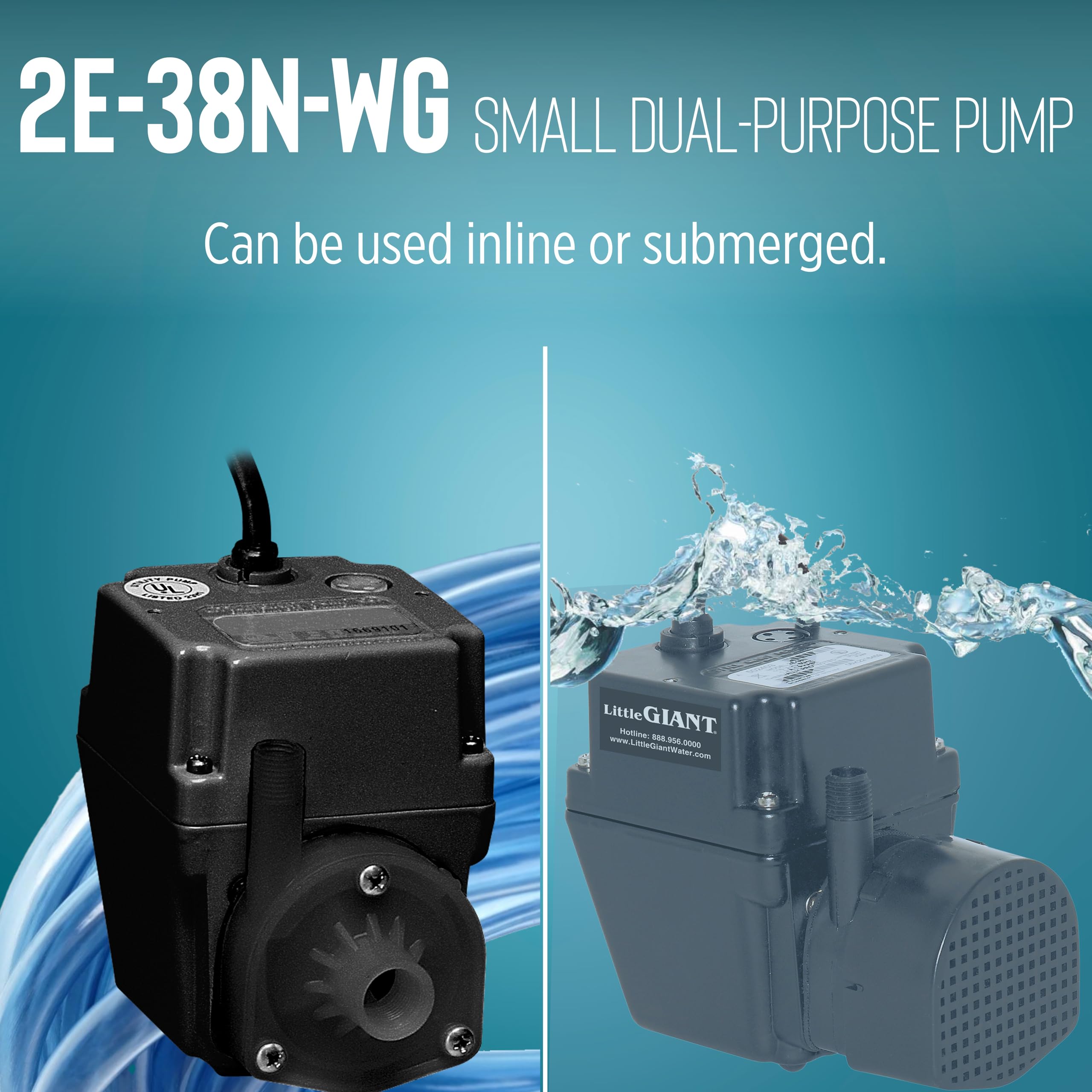 Little Giant 2E-38N-WG pump in a water display setup